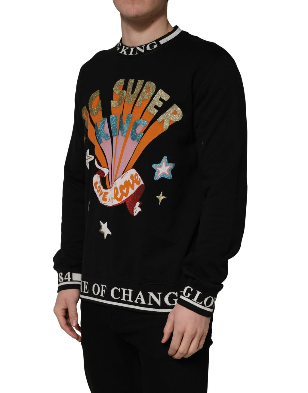 Dolce & Gabbana Black Super King Crew Neck Sweatshirt Sweater