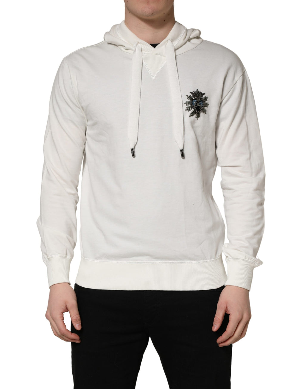Dolce & Gabbana White Cotton Hooded Sweatshirt Sweater