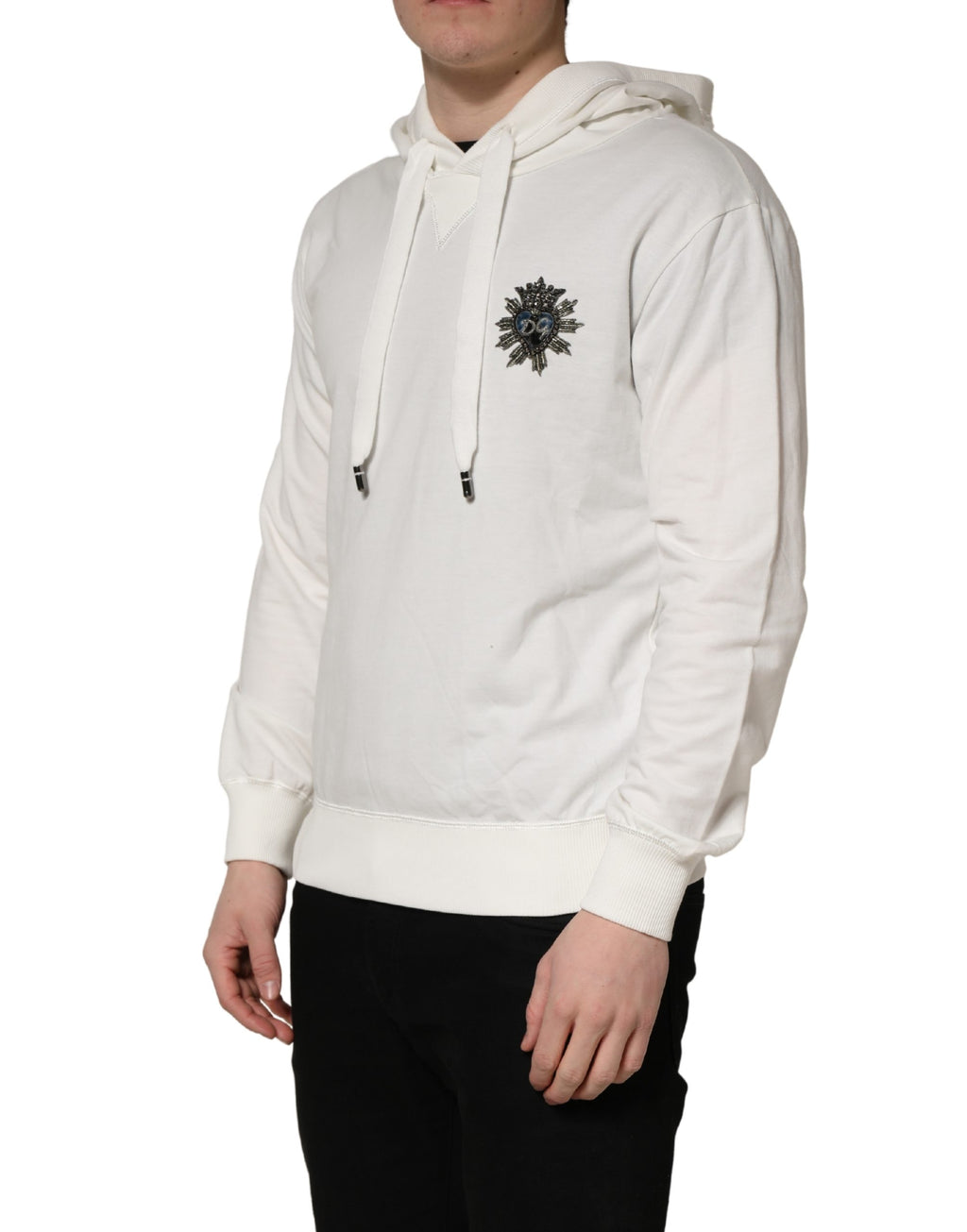 Dolce & Gabbana White Cotton Hooded Sweatshirt Sweater