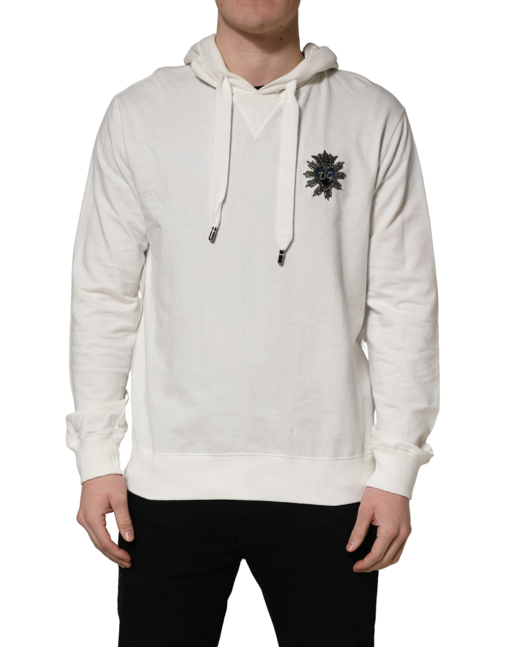 Dolce & Gabbana White Cotton Hooded Sweatshirt Sweater