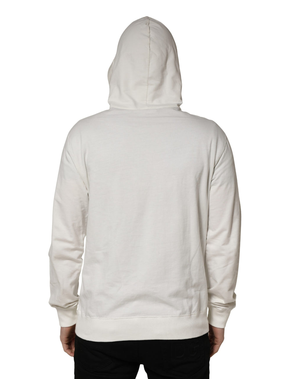 Dolce & Gabbana White Cotton Hooded Sweatshirt Sweater
