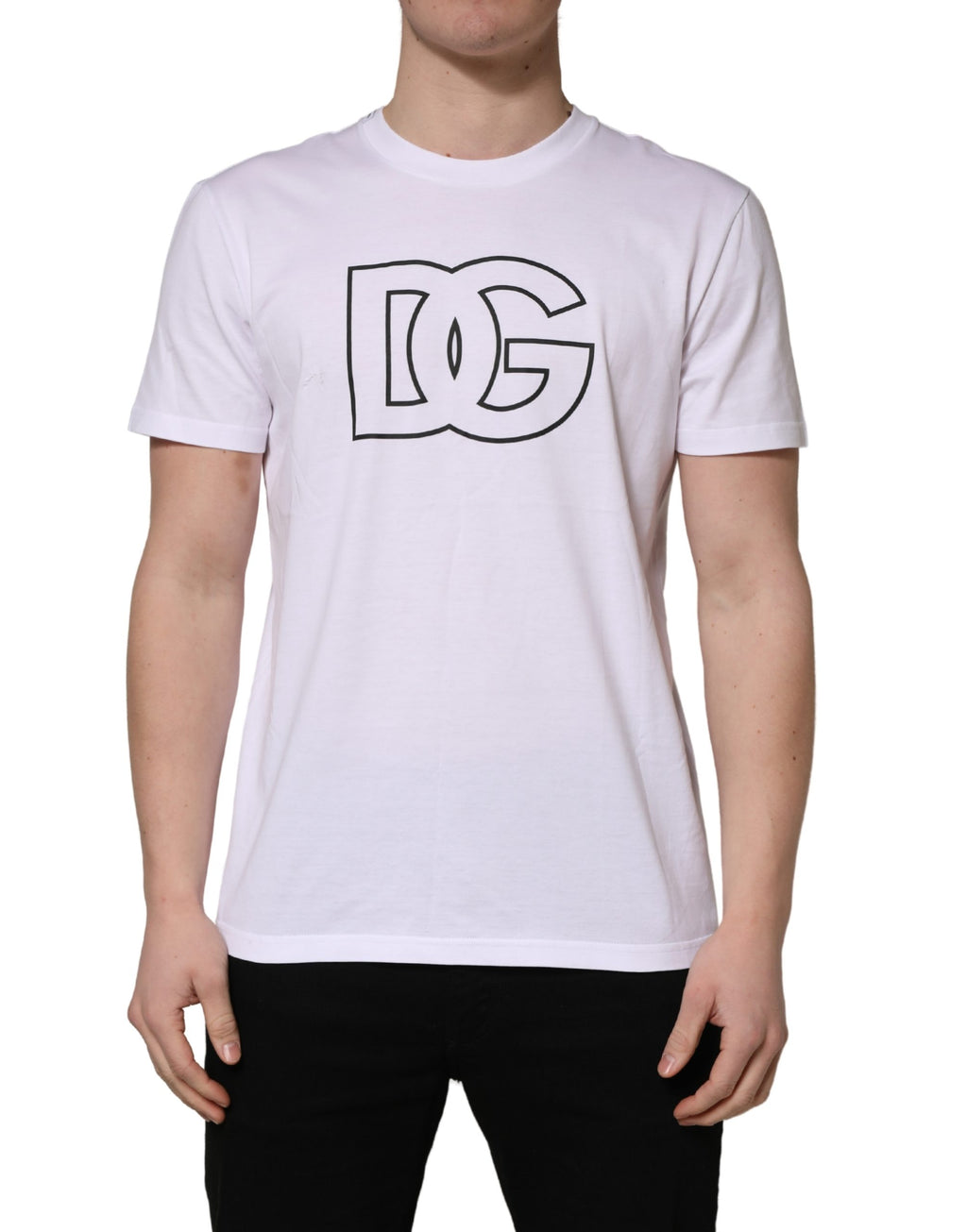 Dolce & Gabbana White DG Logo Print Short Sleeves Men T-shirt