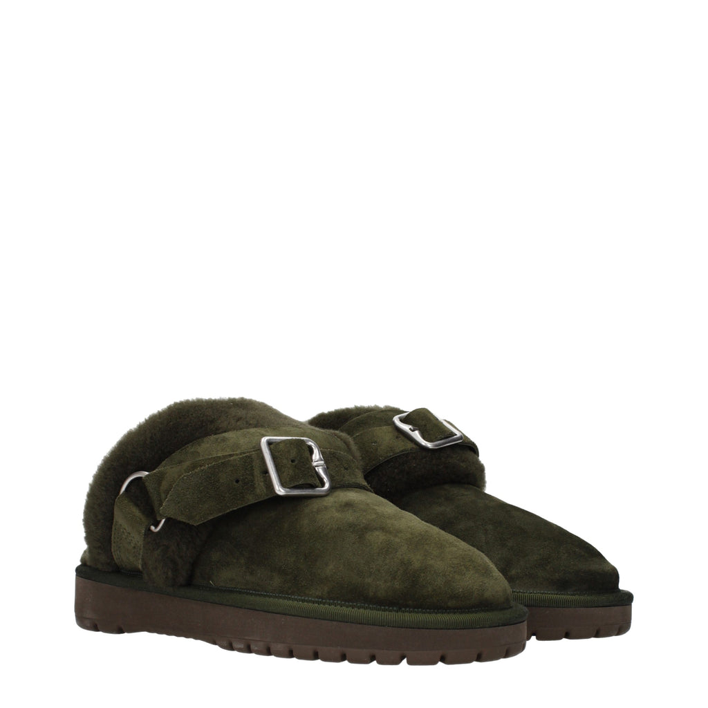 Burberry Green Leather Slippers