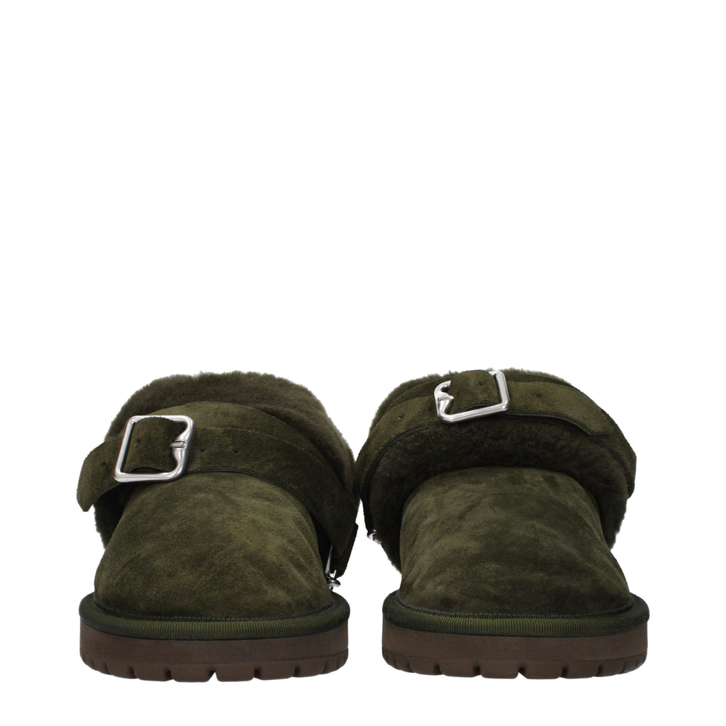 Burberry Green Leather Slippers