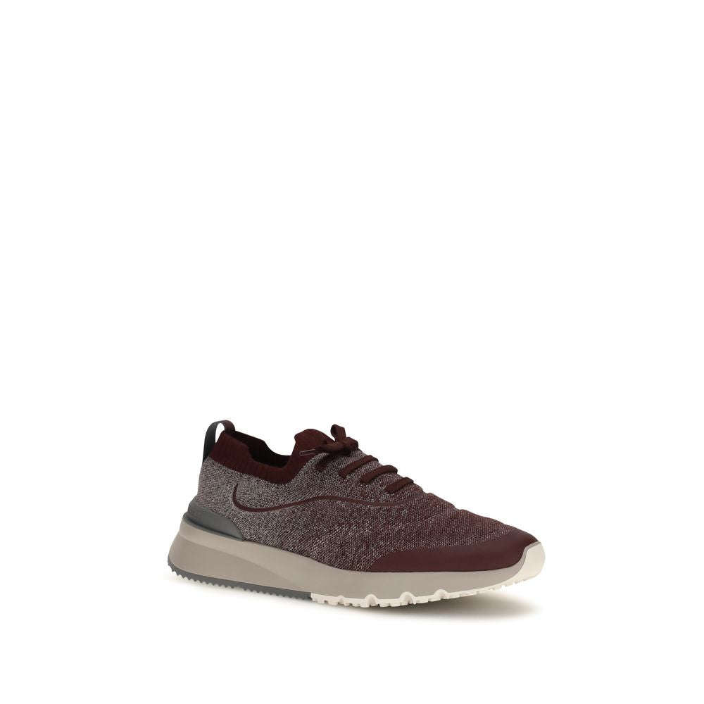 Brunello Cucinelli Bordeaux Cotton Athletic Sneakers