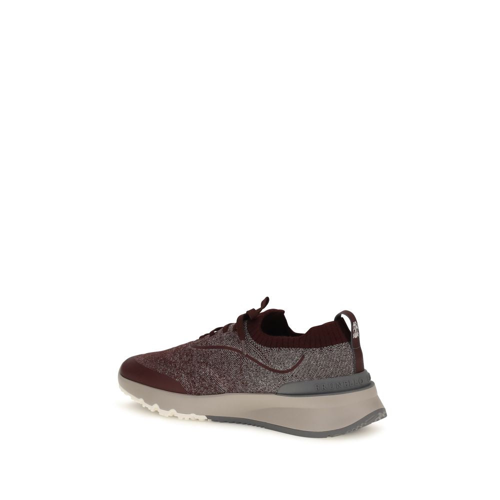 Brunello Cucinelli Bordeaux Cotton Athletic Sneakers