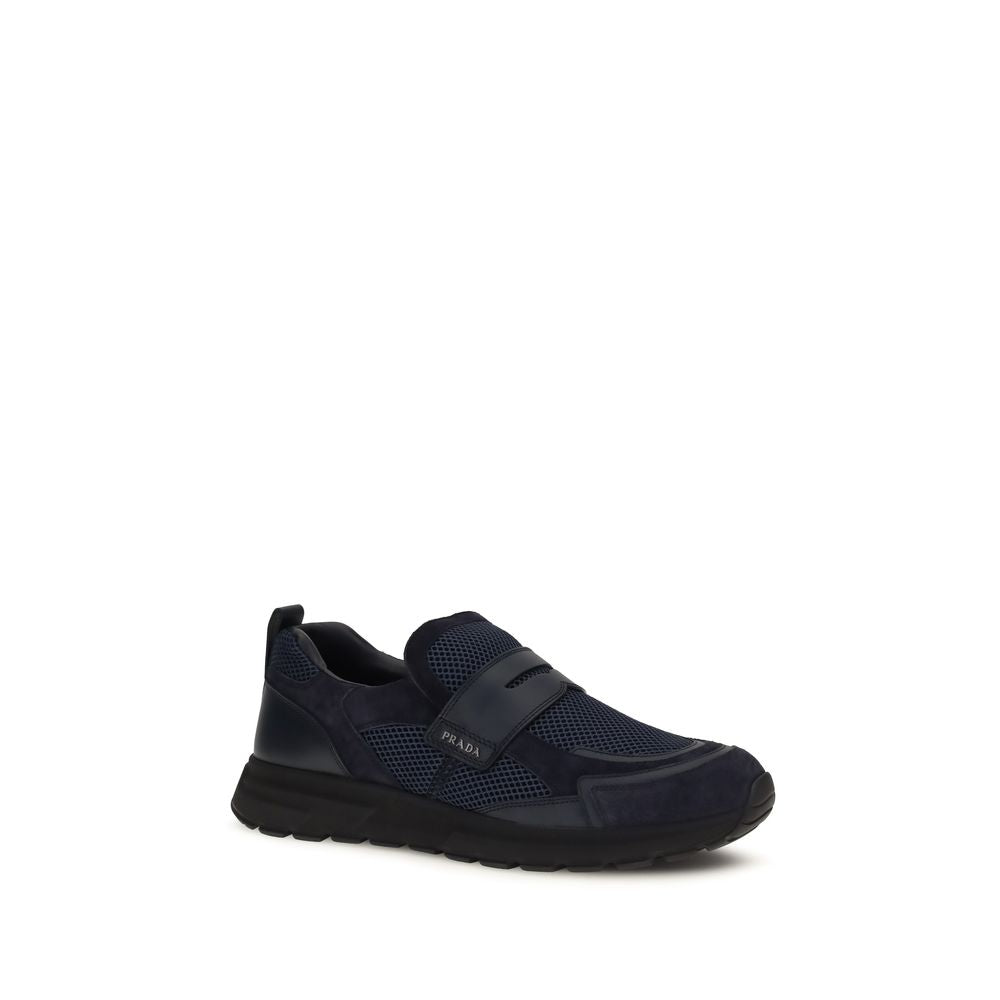 Prada Blue Calf Leather Bos Taurus Athletic Sneakers