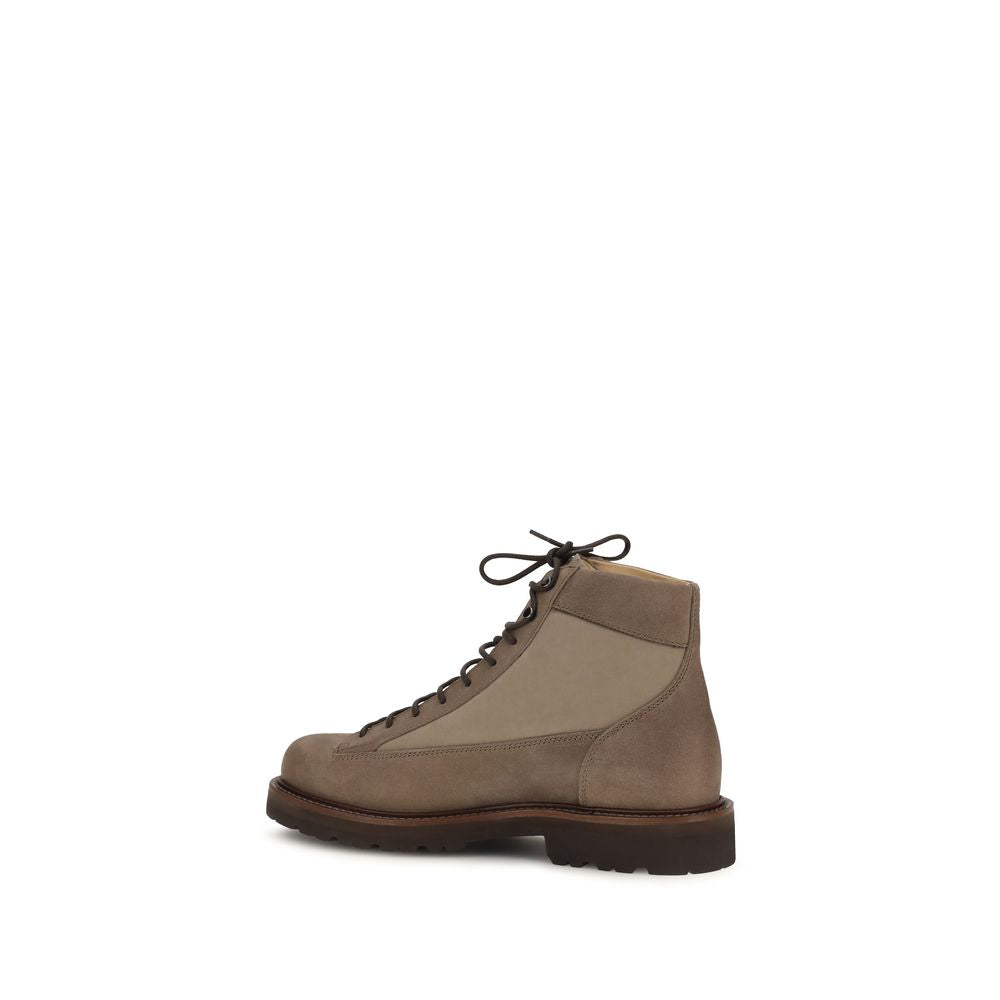 Brunello Cucinelli Brown Calf Leather Bos Taurus Lace-Up Boots