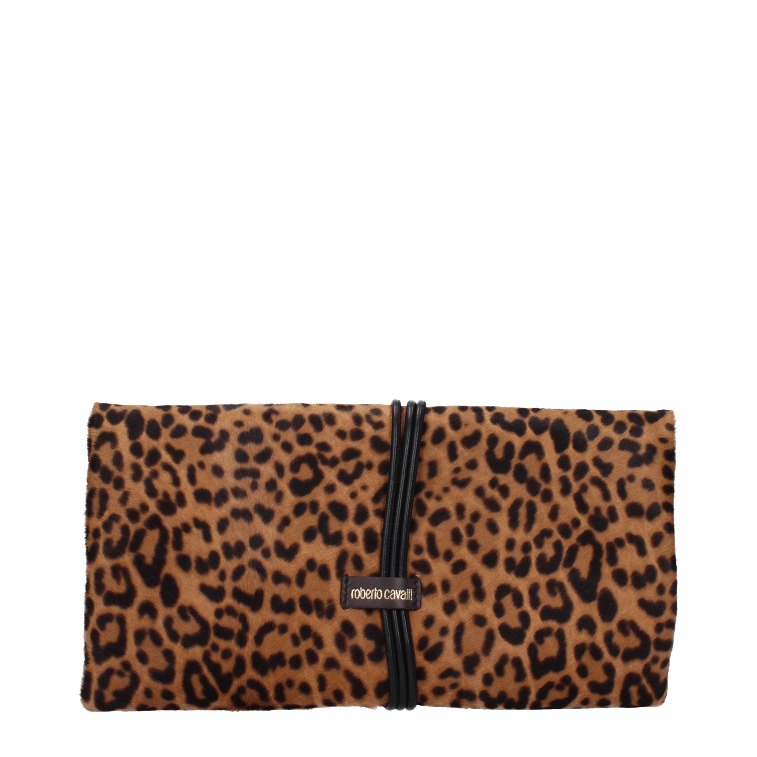 Roberto Cavalli Brown Horsehair Clutch Bag