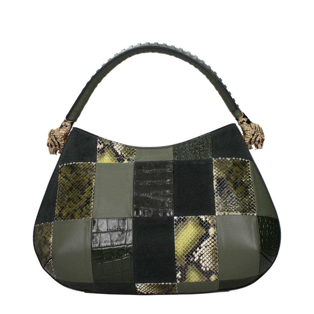 Roberto Cavalli Green Leather Handbag
