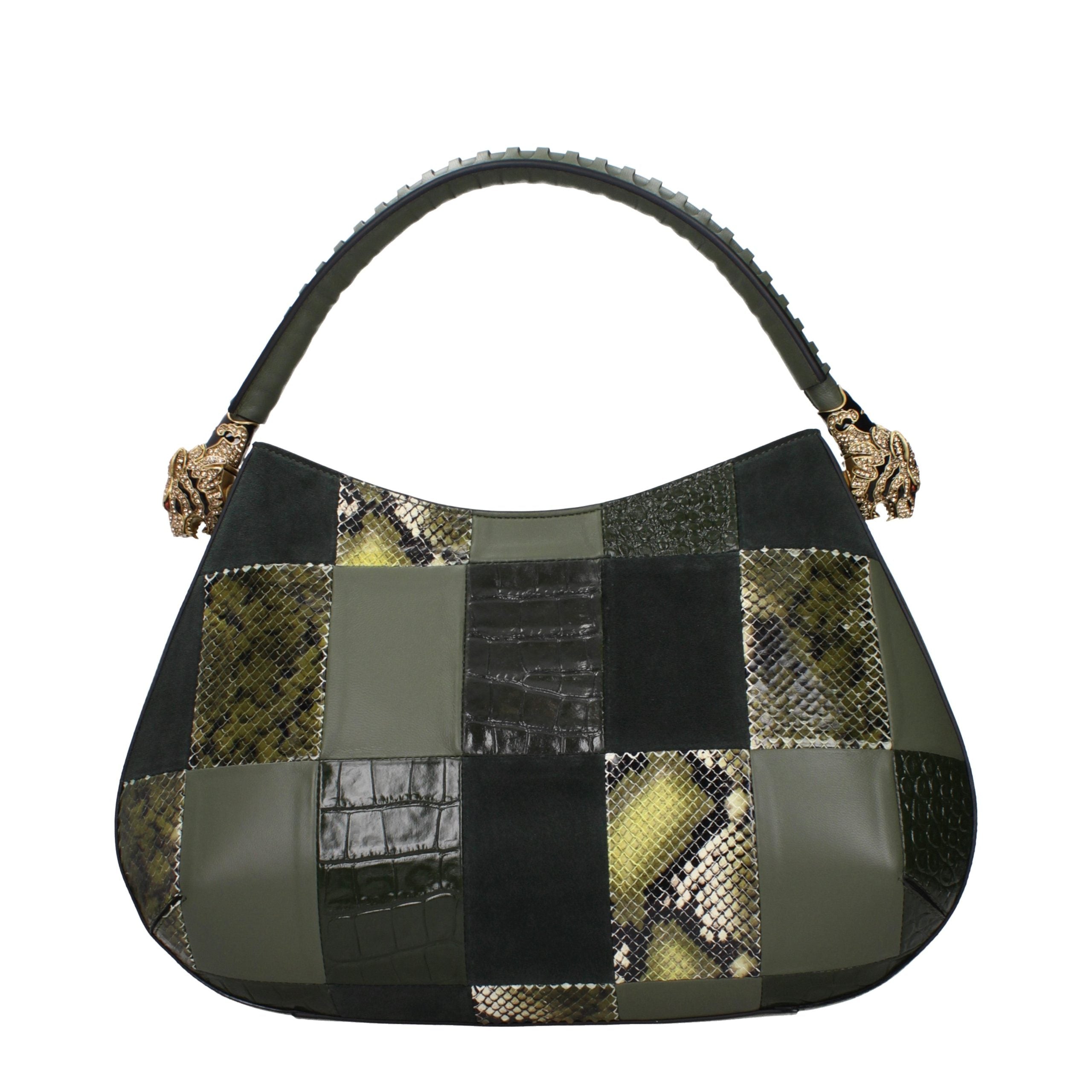 Roberto Cavalli Green Leather Handbag