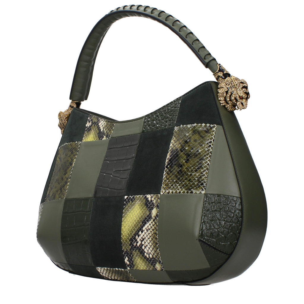 Roberto Cavalli Green Leather Handbag