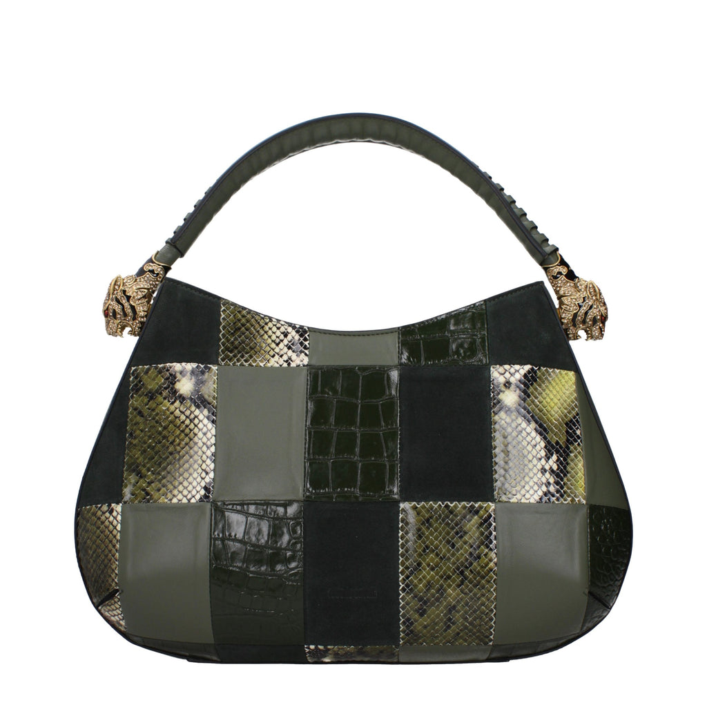Roberto Cavalli Green Leather Handbag