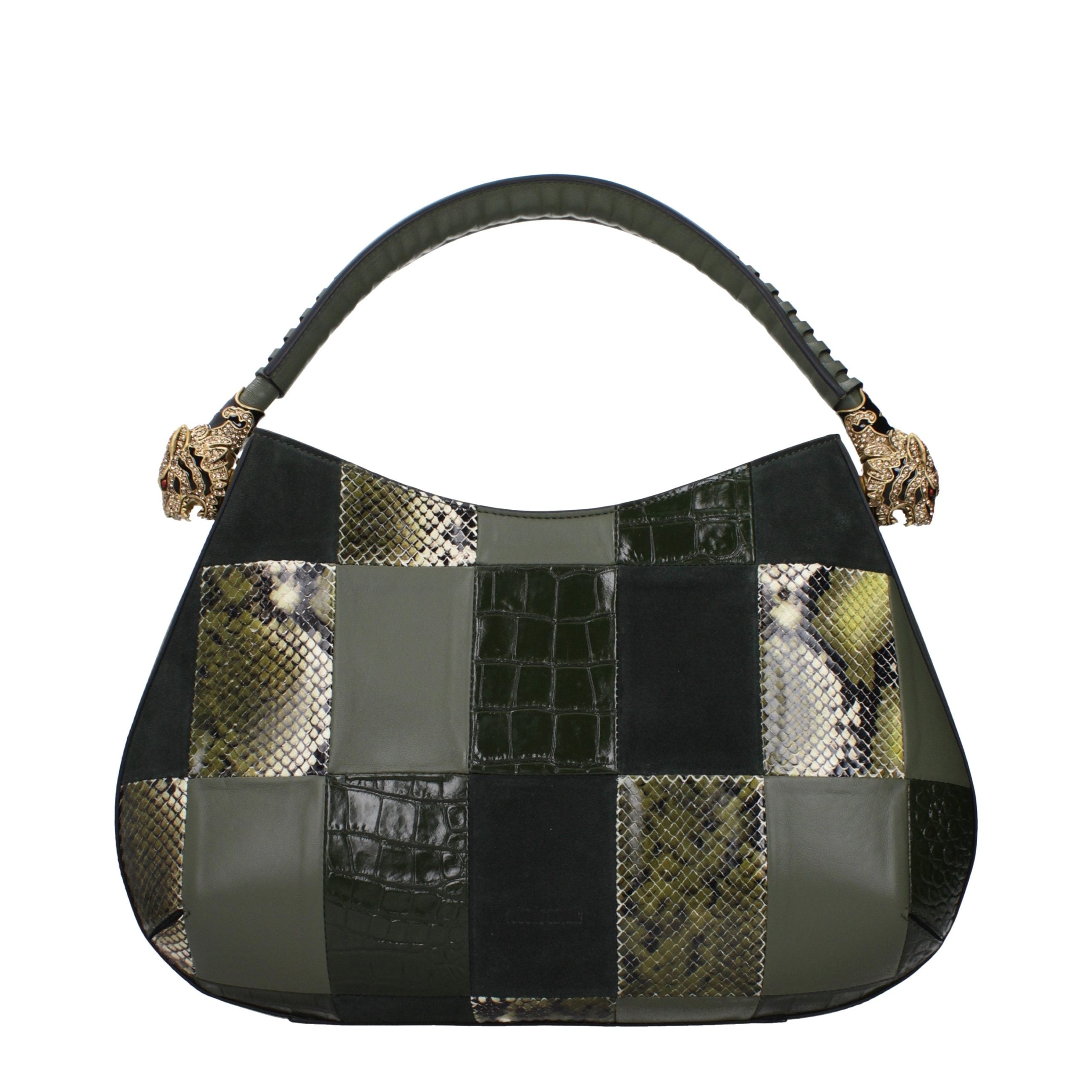 Roberto Cavalli Green Leather Handbag