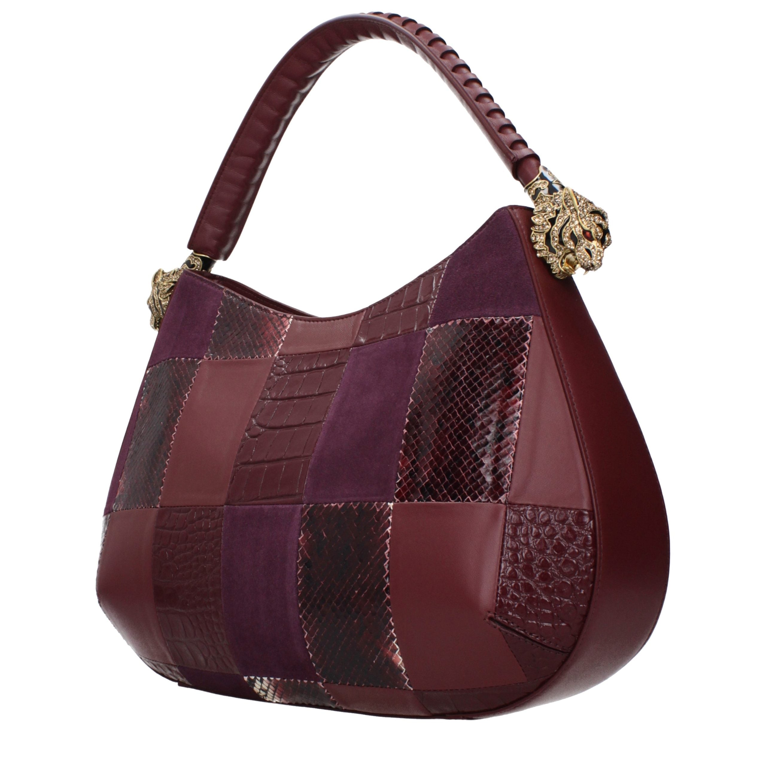 Roberto Cavalli Purple Leather Handbag