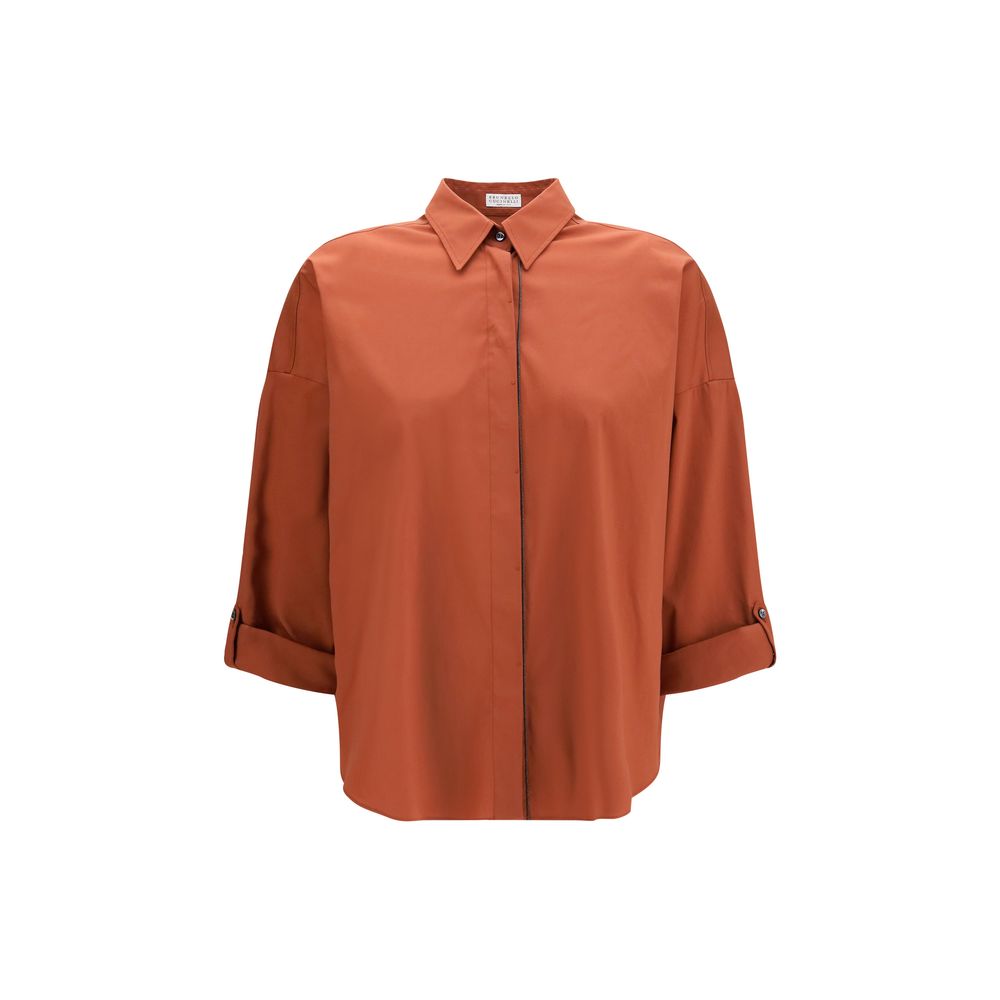 Brunello Cucinelli Brown Cotton Shirt