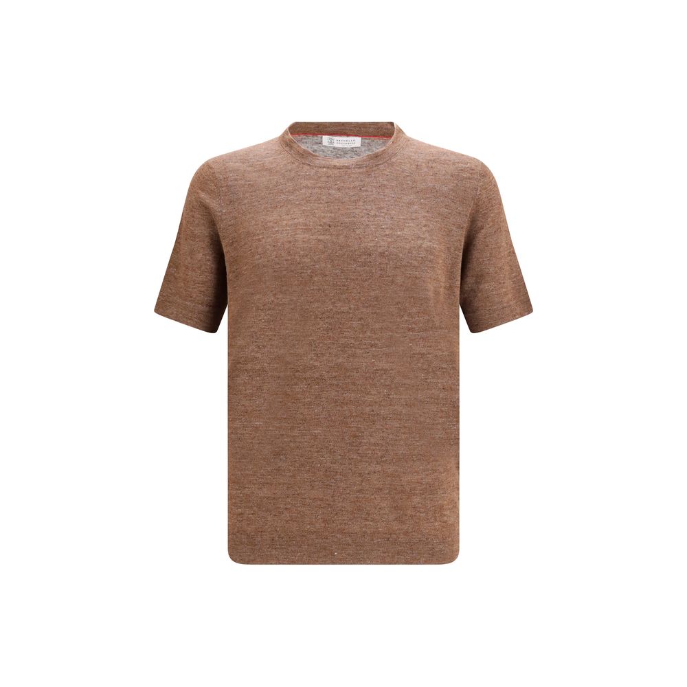 Brunello Cucinelli Brown Linen T-Shirt