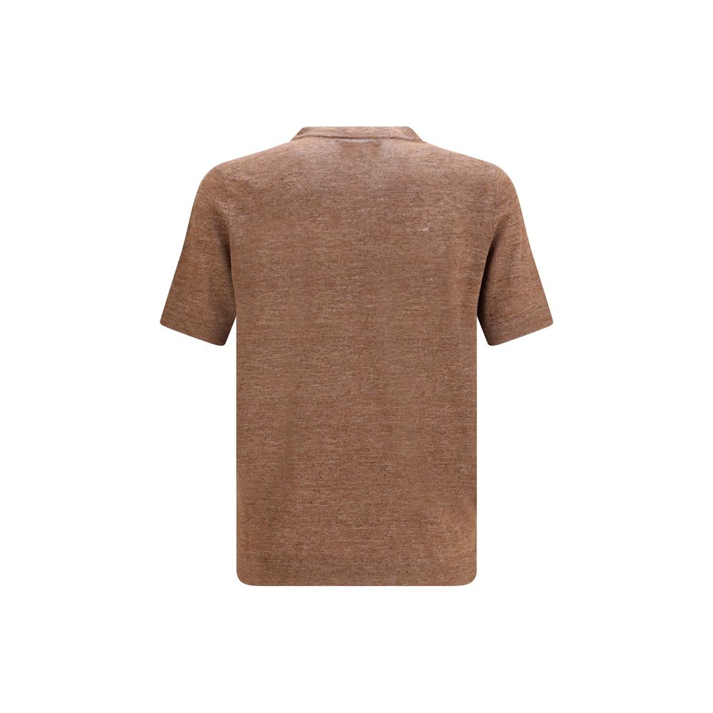 Brunello Cucinelli Brown Linen T-Shirt