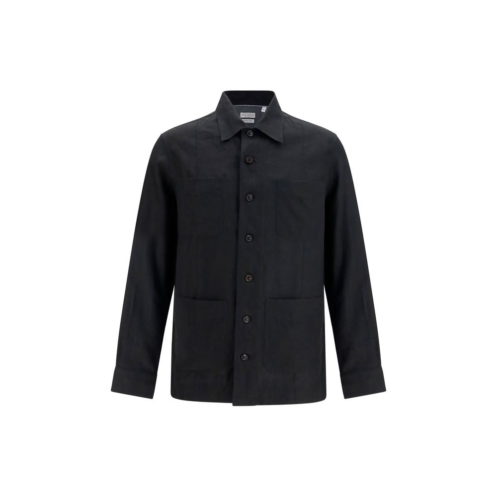 Brunello Cucinelli Black Linen Denim Jacket