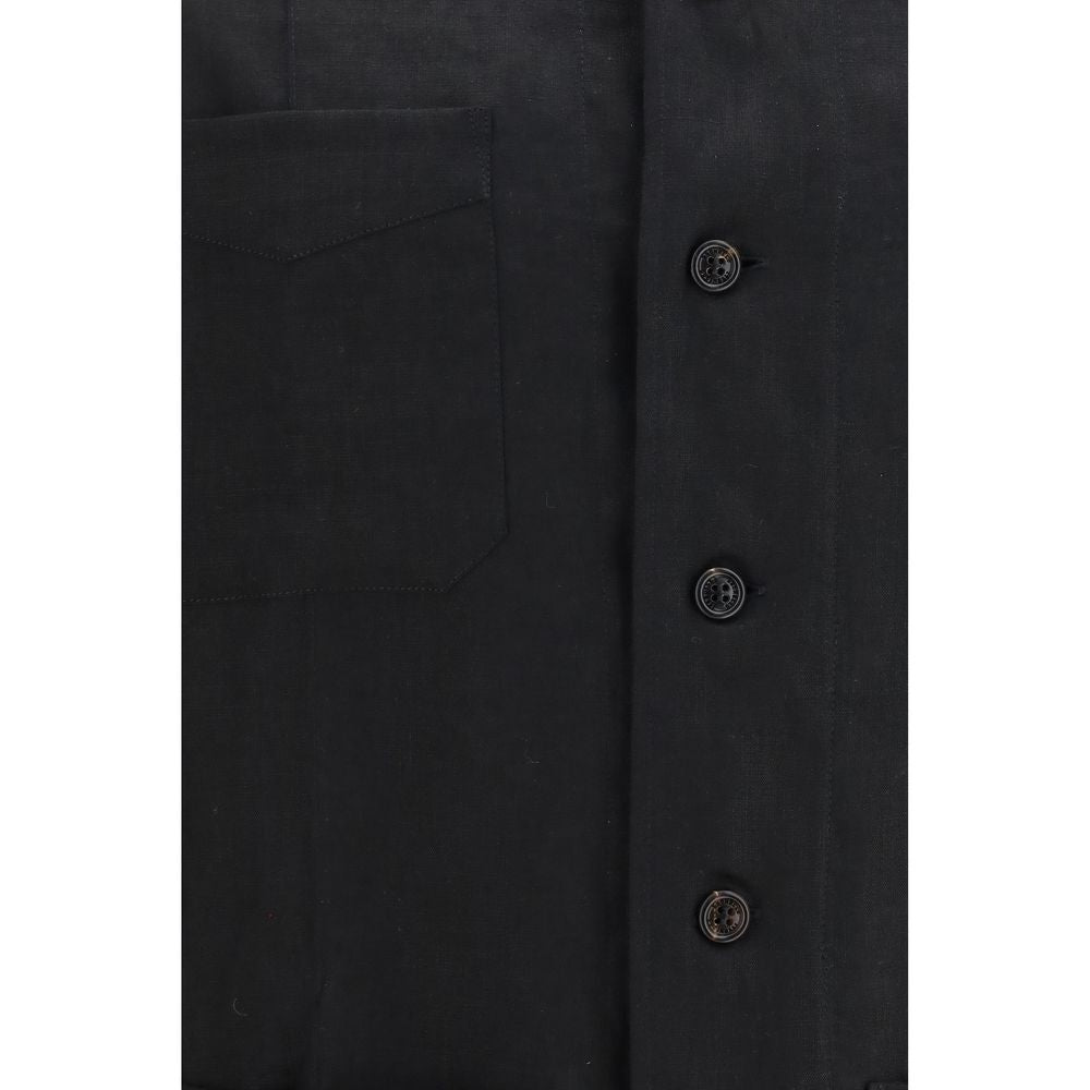 Brunello Cucinelli Black Linen Denim Jacket