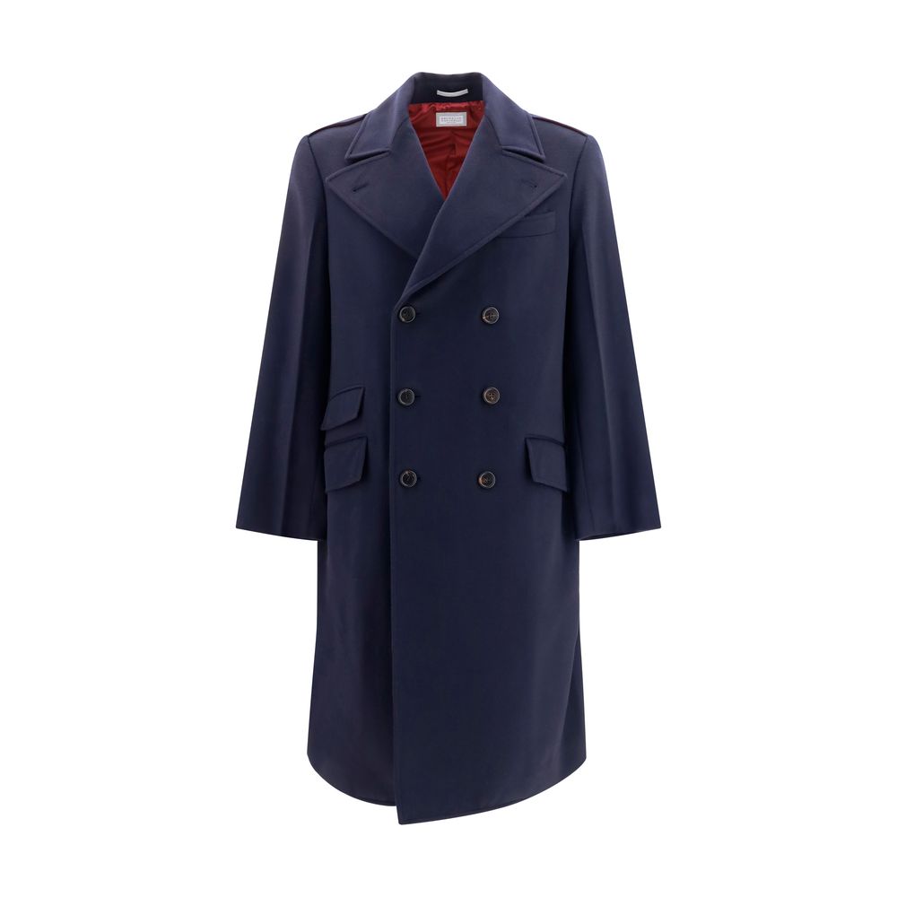 Brunello Cucinelli Blue Wool Oves Aries Coat
