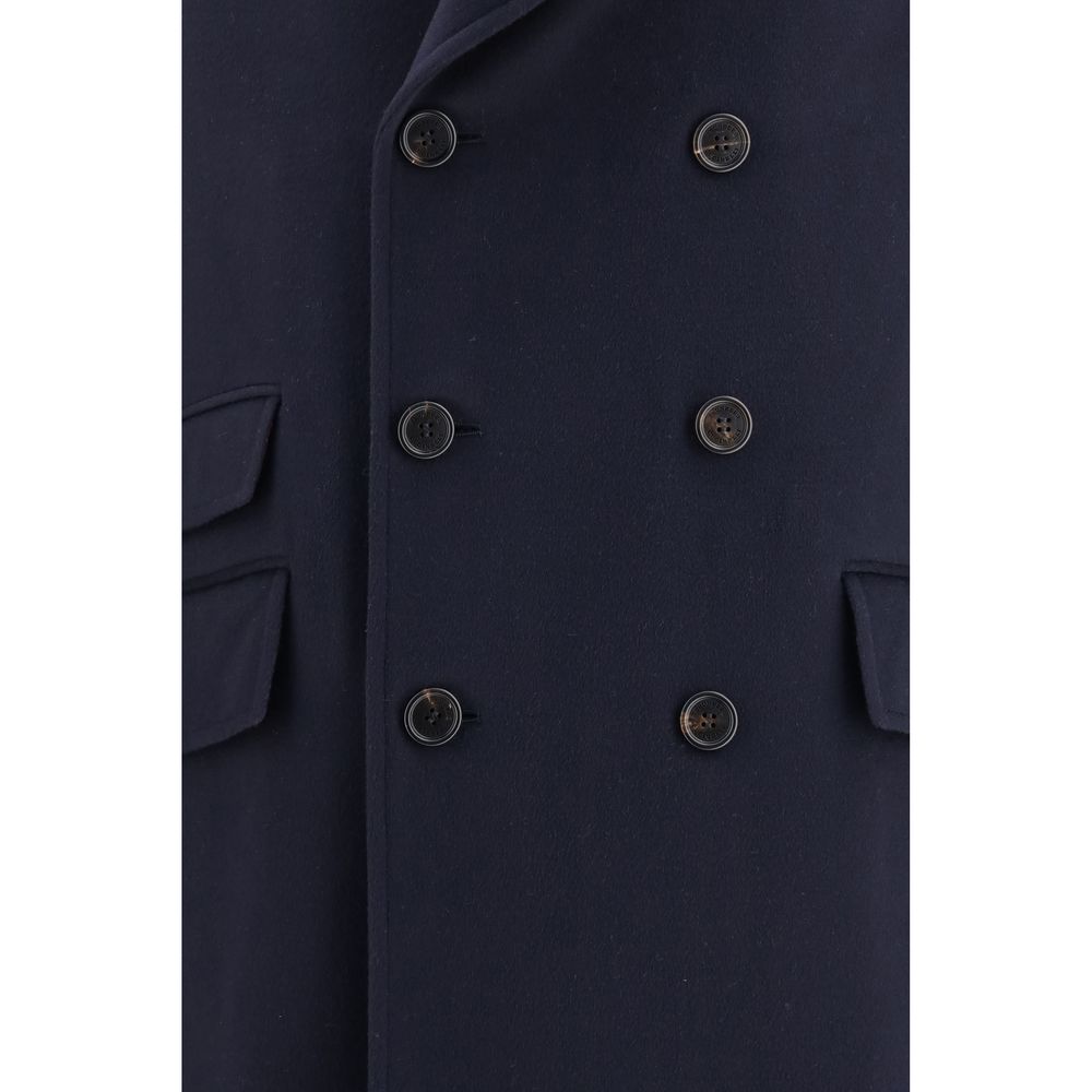 Brunello Cucinelli Blue Wool Oves Aries Coat