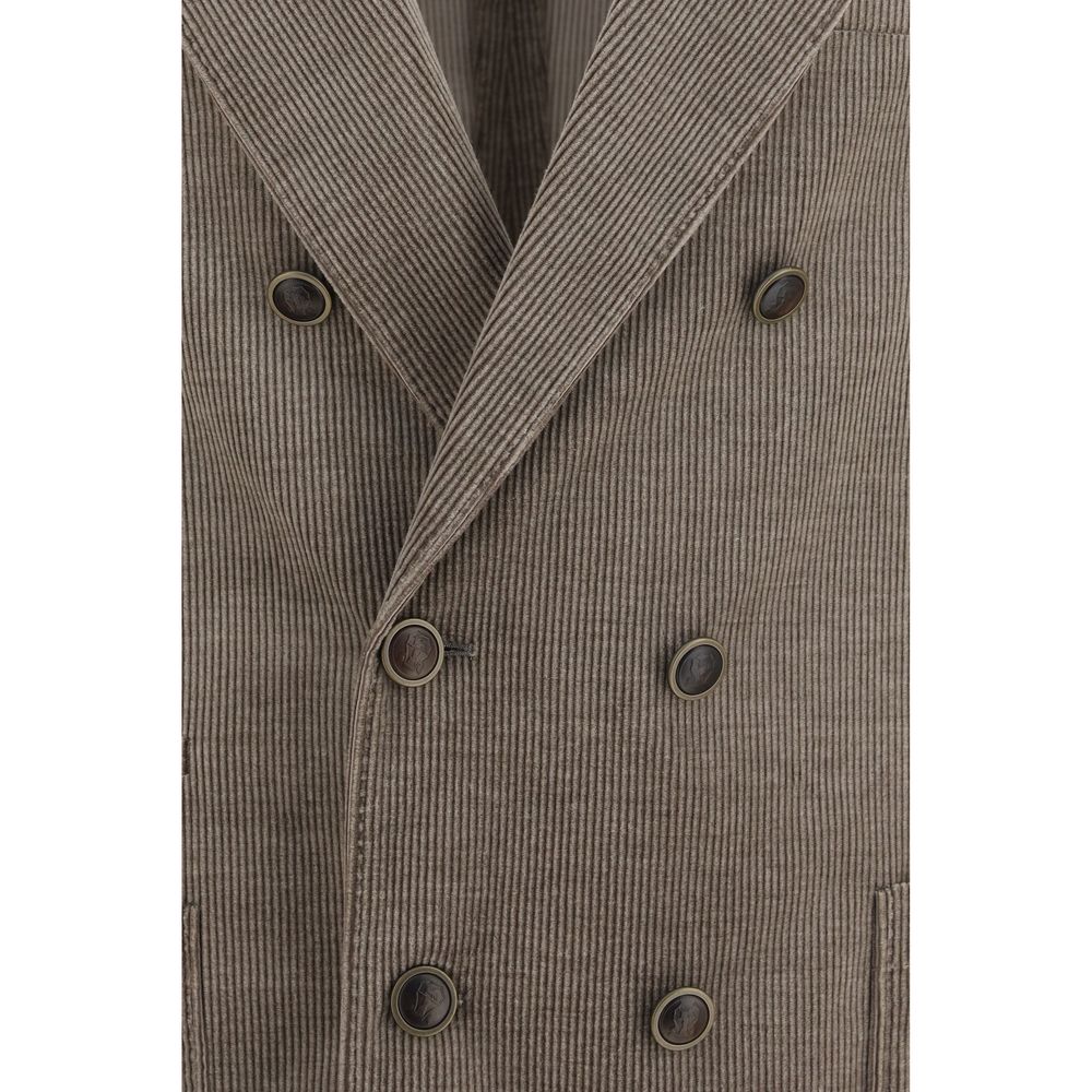 Brunello Cucinelli Gray Cotton Full-Length Jacket
