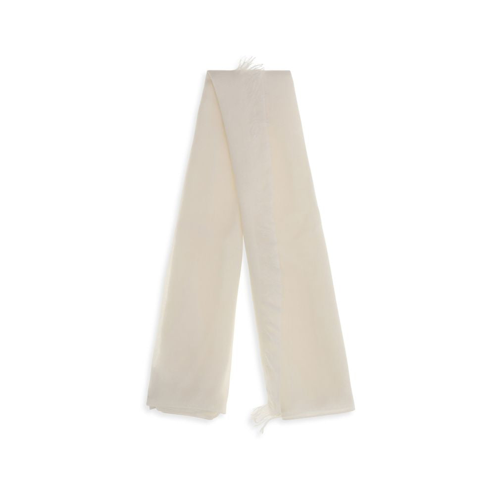 Brunello Cucinelli White Cashmere Scarf
