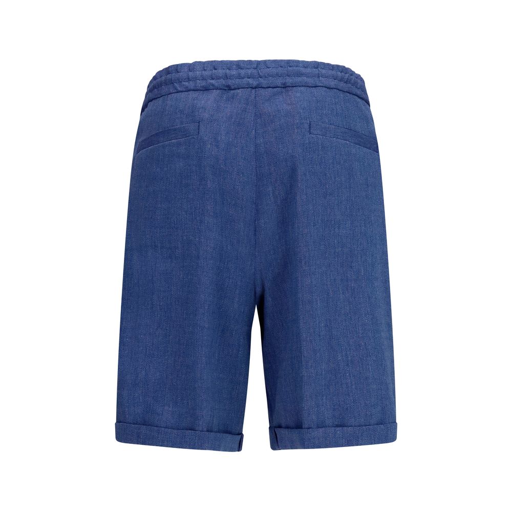Brunello Cucinelli Blue Linen Bermuda Shorts