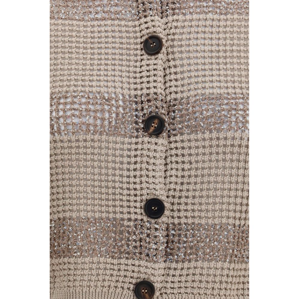 Brunello Cucinelli Beige Cotton Cardigan