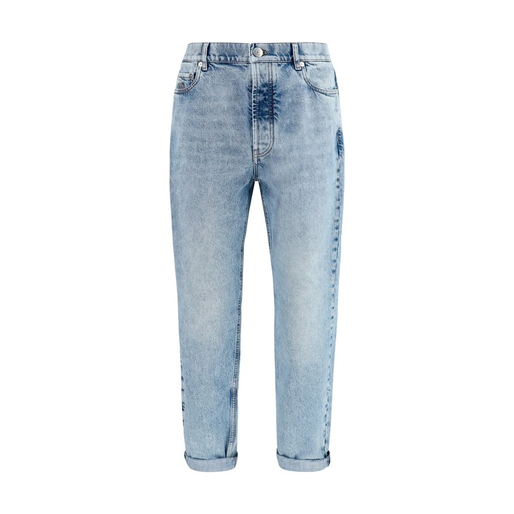 Brunello Cucinelli Blue Cotton Straight-Leg Jeans