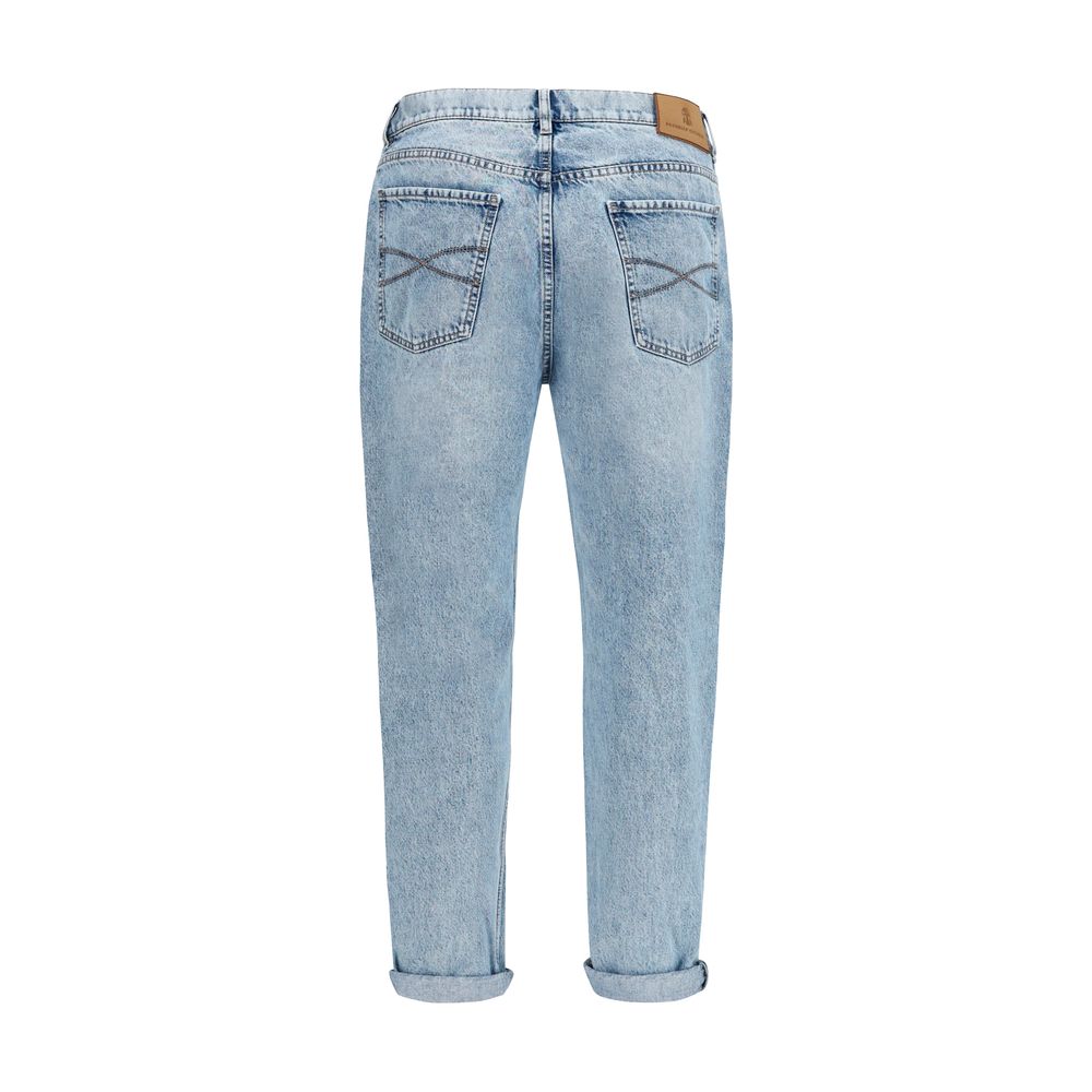 Brunello Cucinelli Blue Cotton Straight-Leg Jeans