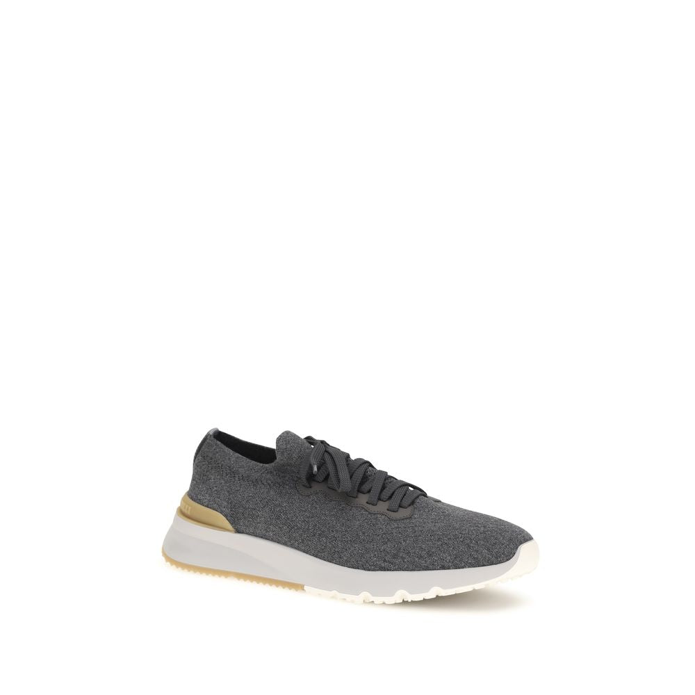 Brunello Cucinelli Blue Cotton Low Top Sneakers