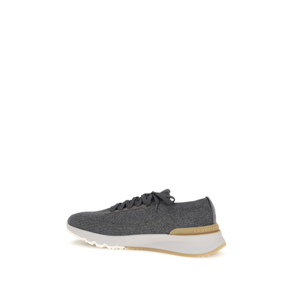 Brunello Cucinelli Blue Cotton Low Top Sneakers