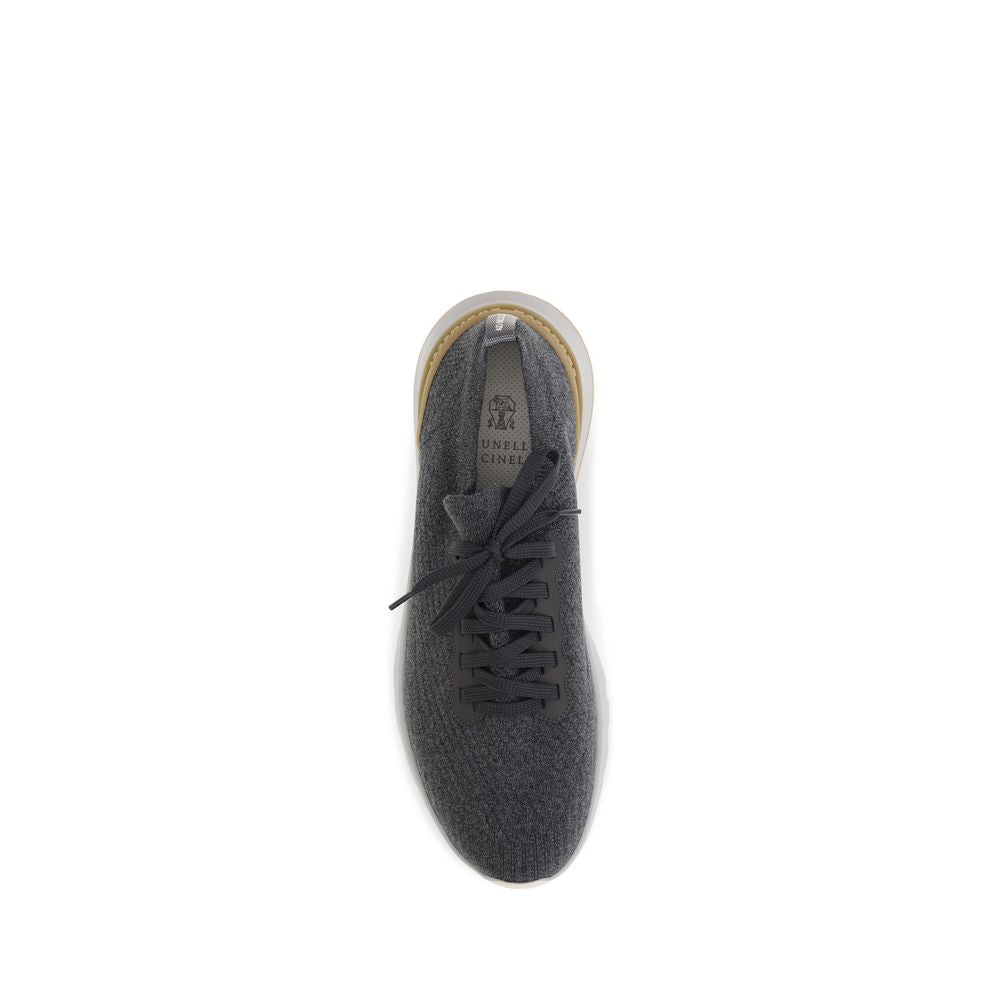 Brunello Cucinelli Blue Cotton Low Top Sneakers