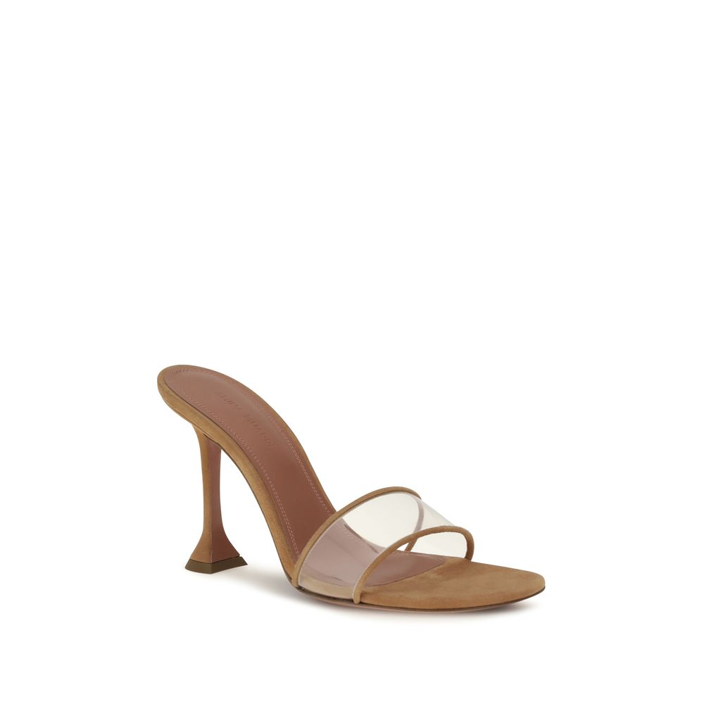 Amina Muaddi Beige Calf Leather Bos Taurus Platform Sandals