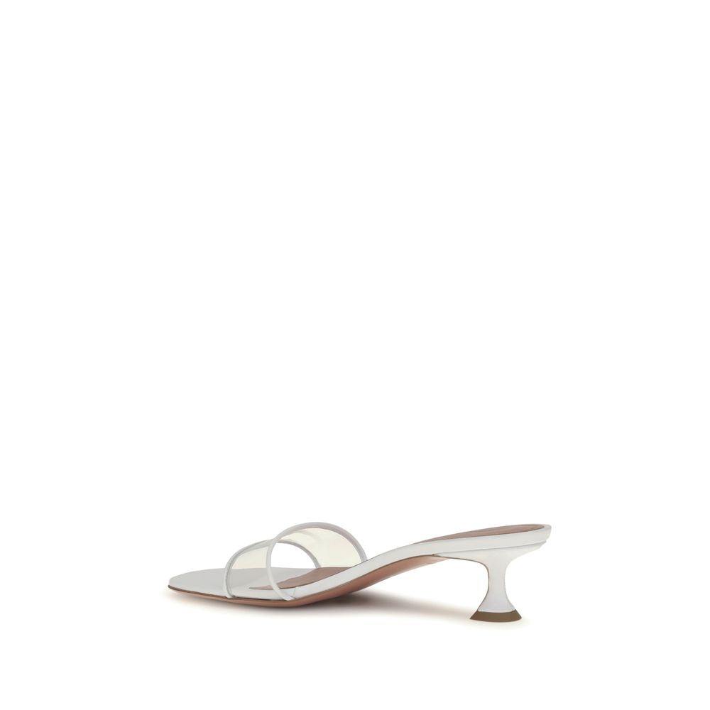 Amina Muaddi White Pvc Sandals