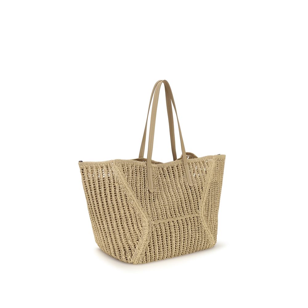 Brunello Cucinelli Beige Raffia Shoulder Bag