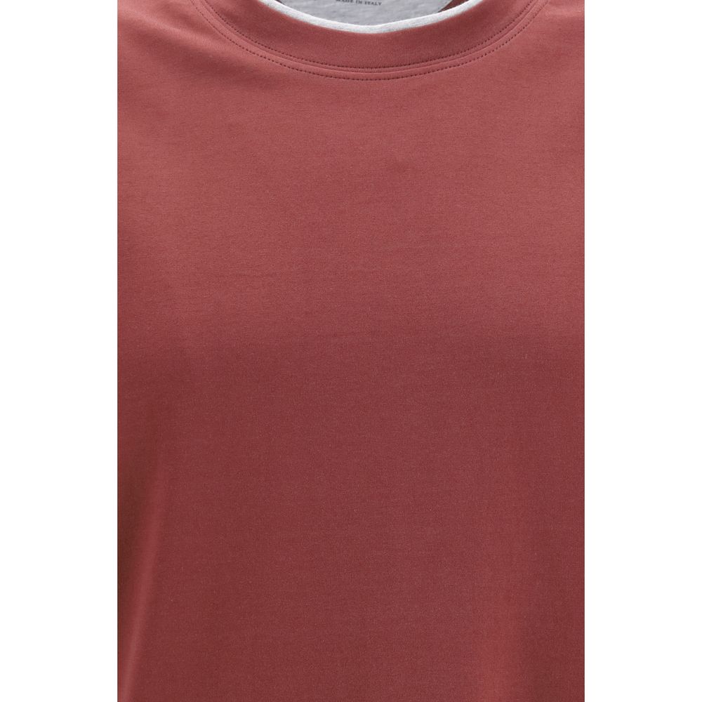 Brunello Cucinelli Bordeaux Cotton T-Shirt