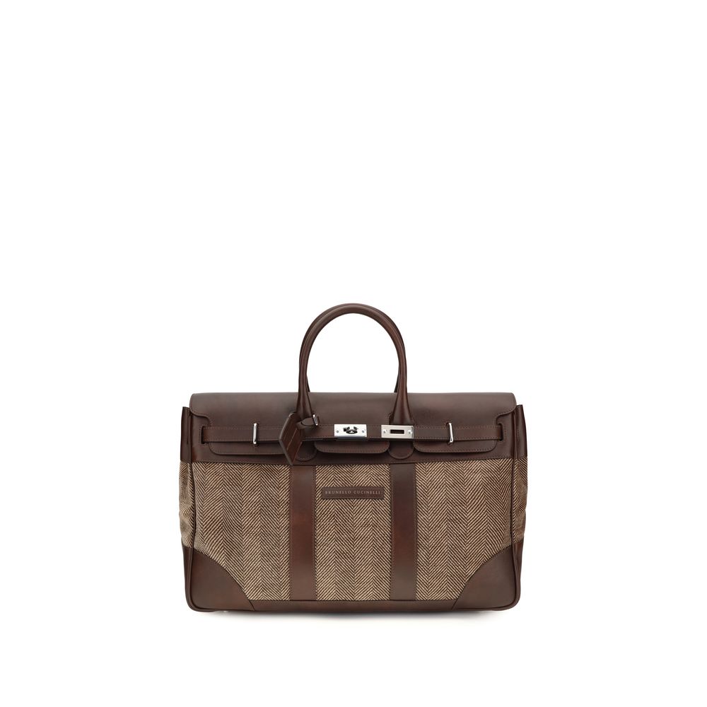 Brunello Cucinelli Brown Calf Leather Bos Taurus Luggage And Travel