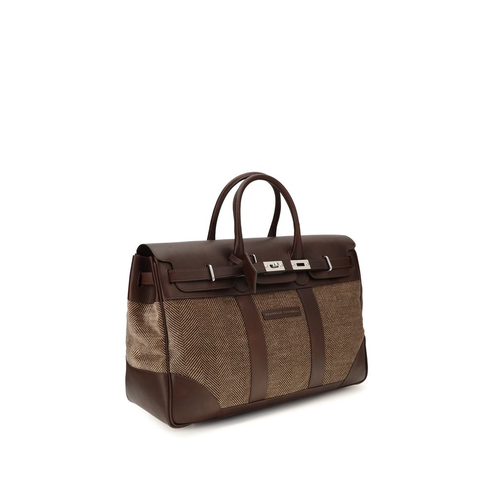 Brunello Cucinelli Brown Calf Leather Bos Taurus Luggage And Travel