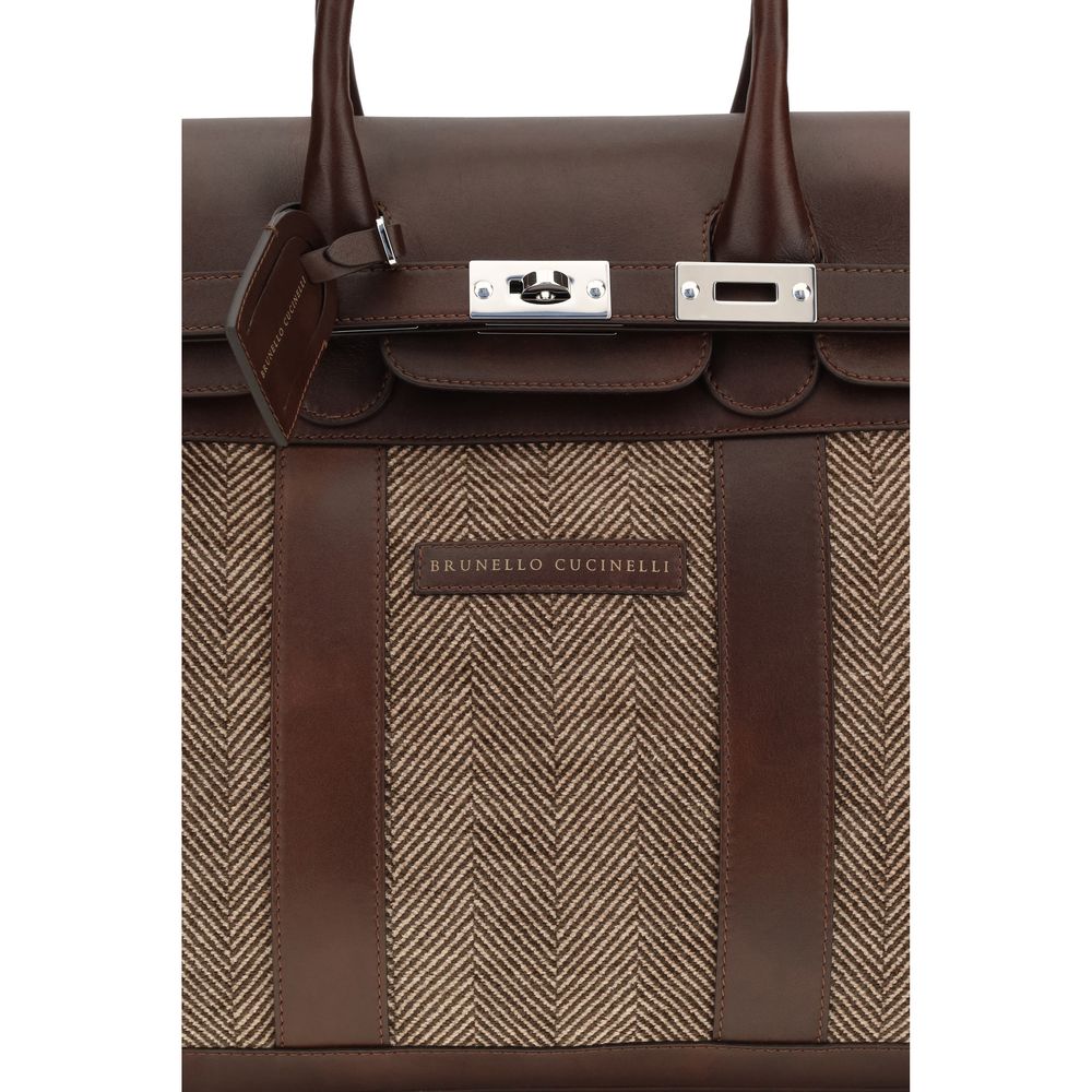 Brunello Cucinelli Brown Calf Leather Bos Taurus Luggage And Travel