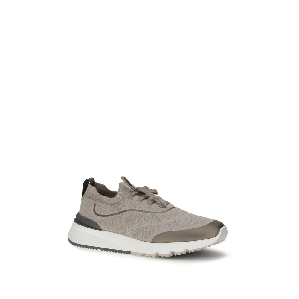 Brunello Cucinelli Brown Cotton Athletic Sneakers