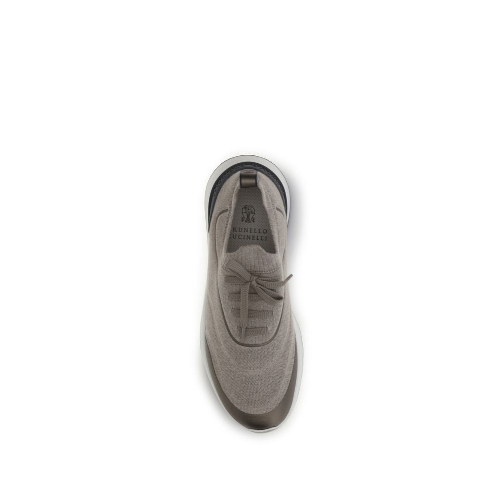 Brunello Cucinelli Brown Cotton Athletic Sneakers