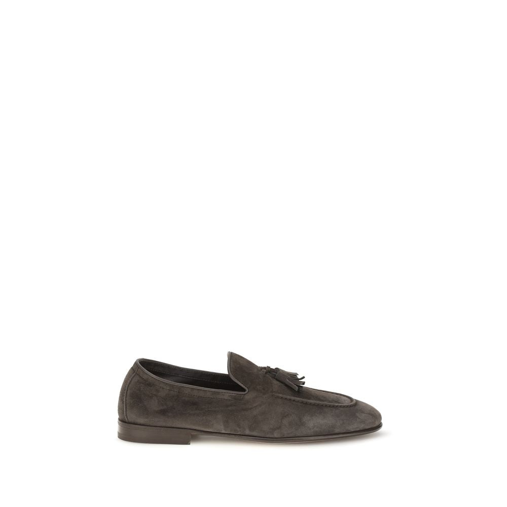 Brunello Cucinelli Beige Calf Leather Bos Taurus Slip-On Loafers