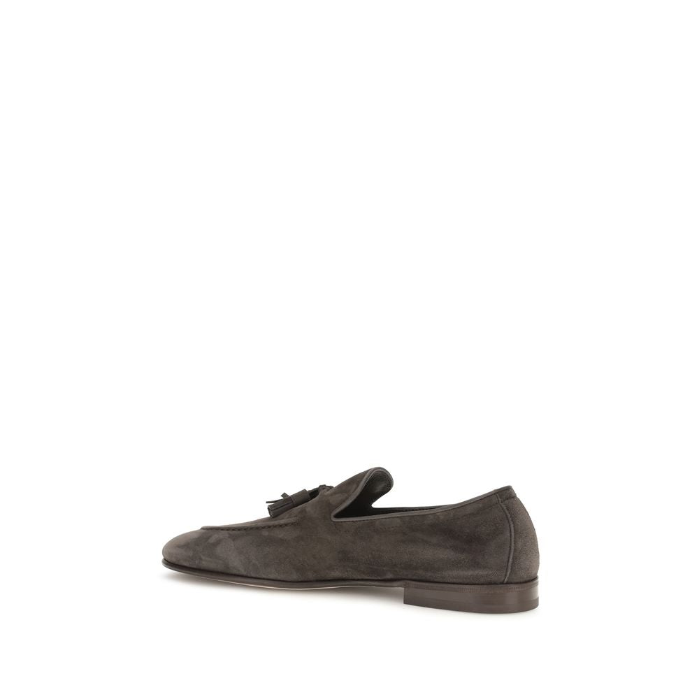 Brunello Cucinelli Beige Calf Leather Bos Taurus Slip-On Loafers