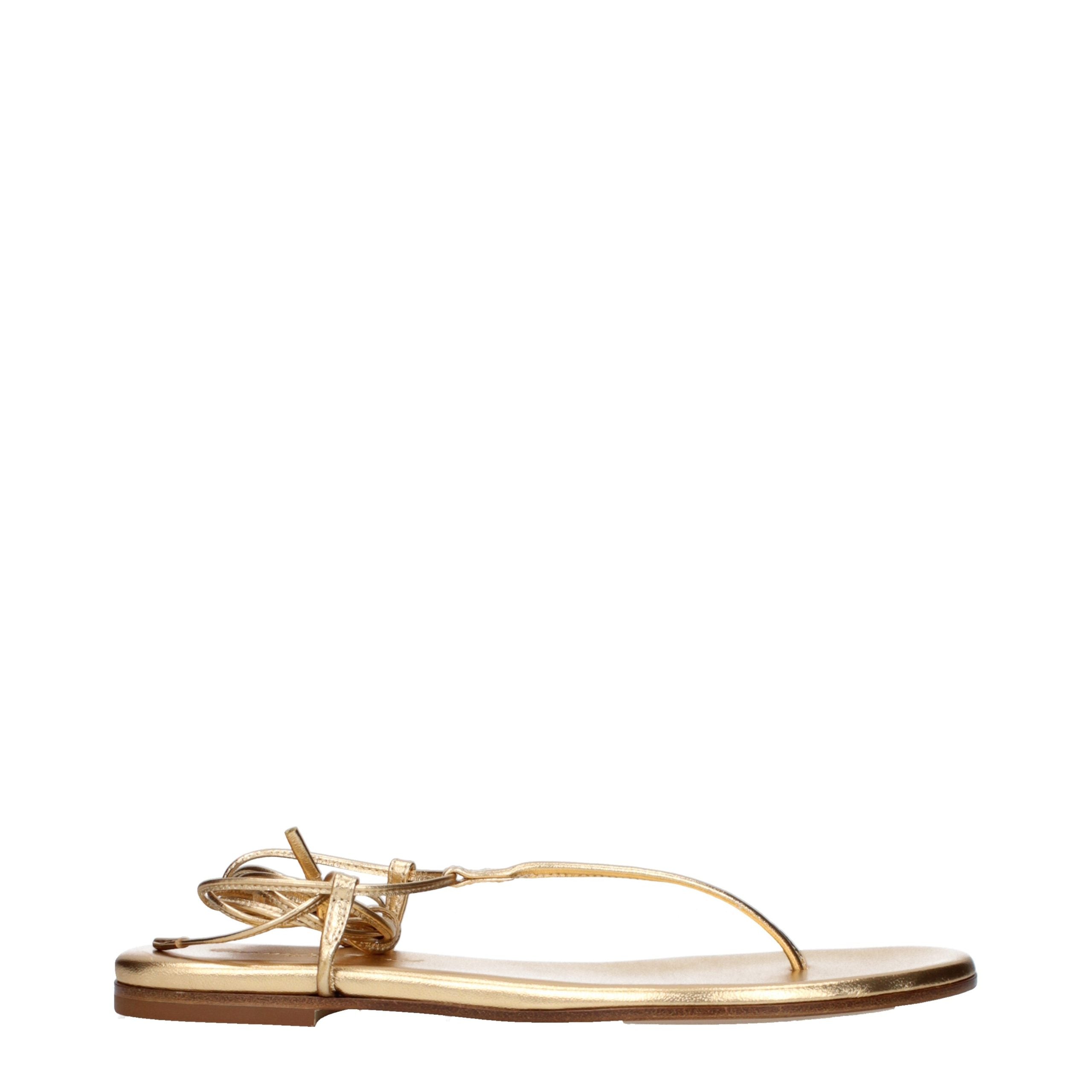 Gianvito Rossi Gold Leather Flip-Flop Sandals