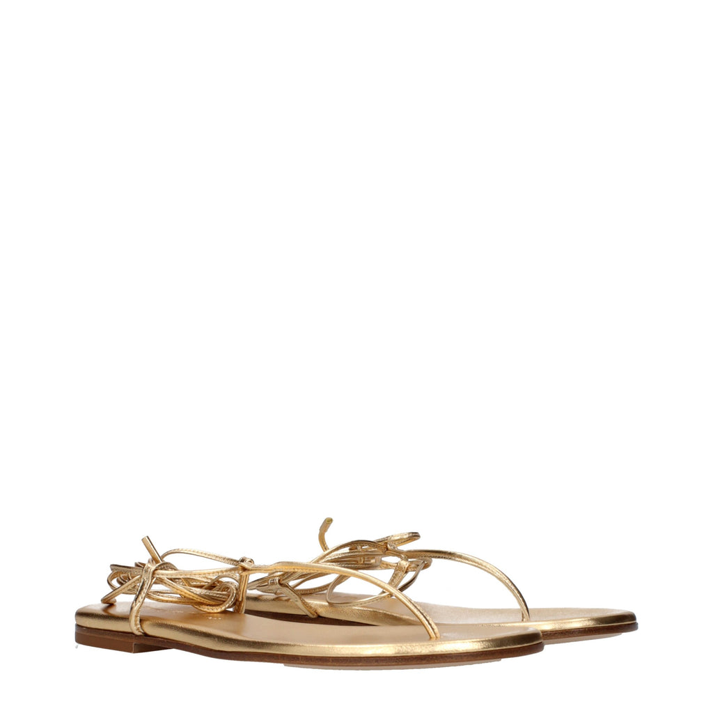 Gianvito Rossi Gold Leather Flip-Flop Sandals
