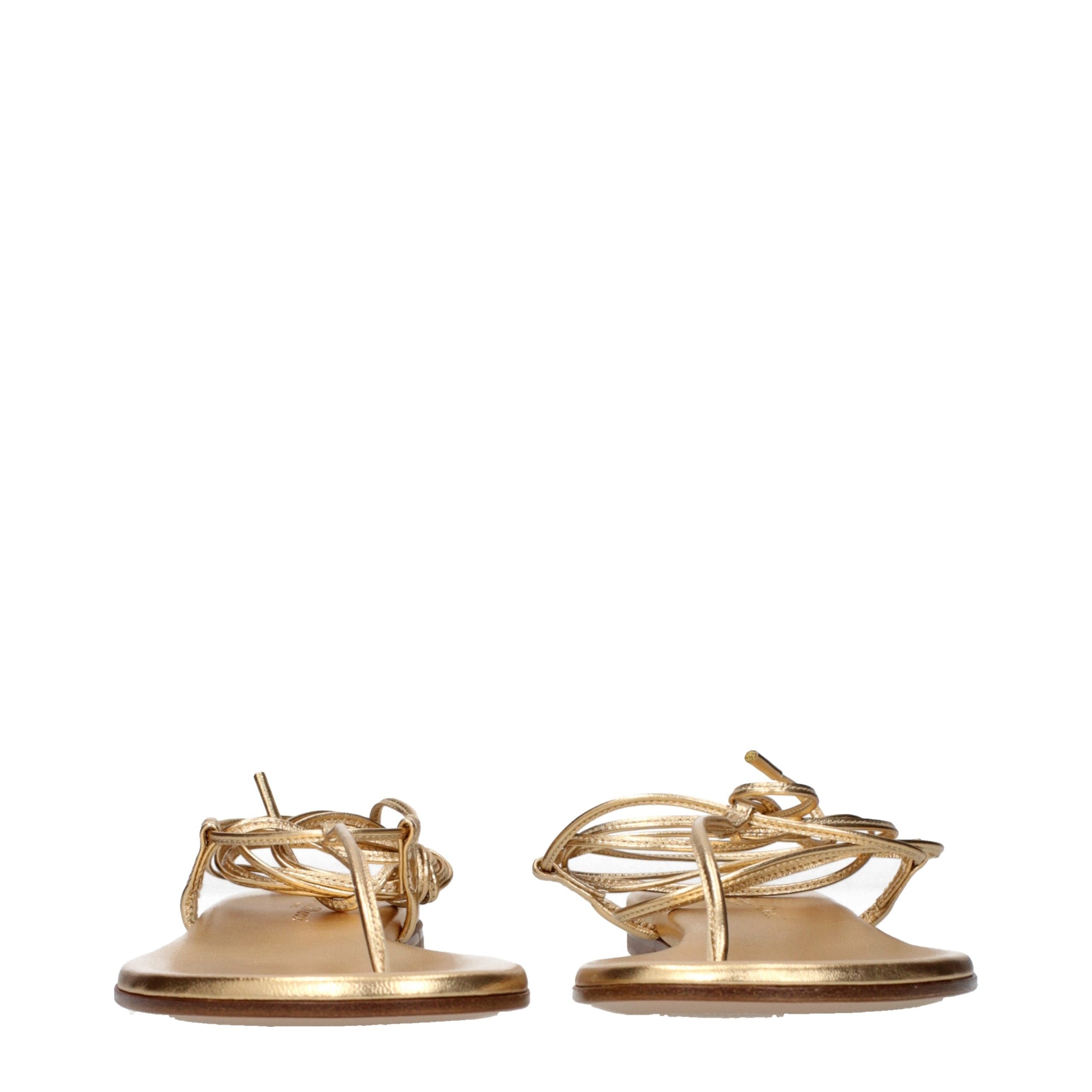 Gianvito Rossi Gold Leather Flip-Flop Sandals