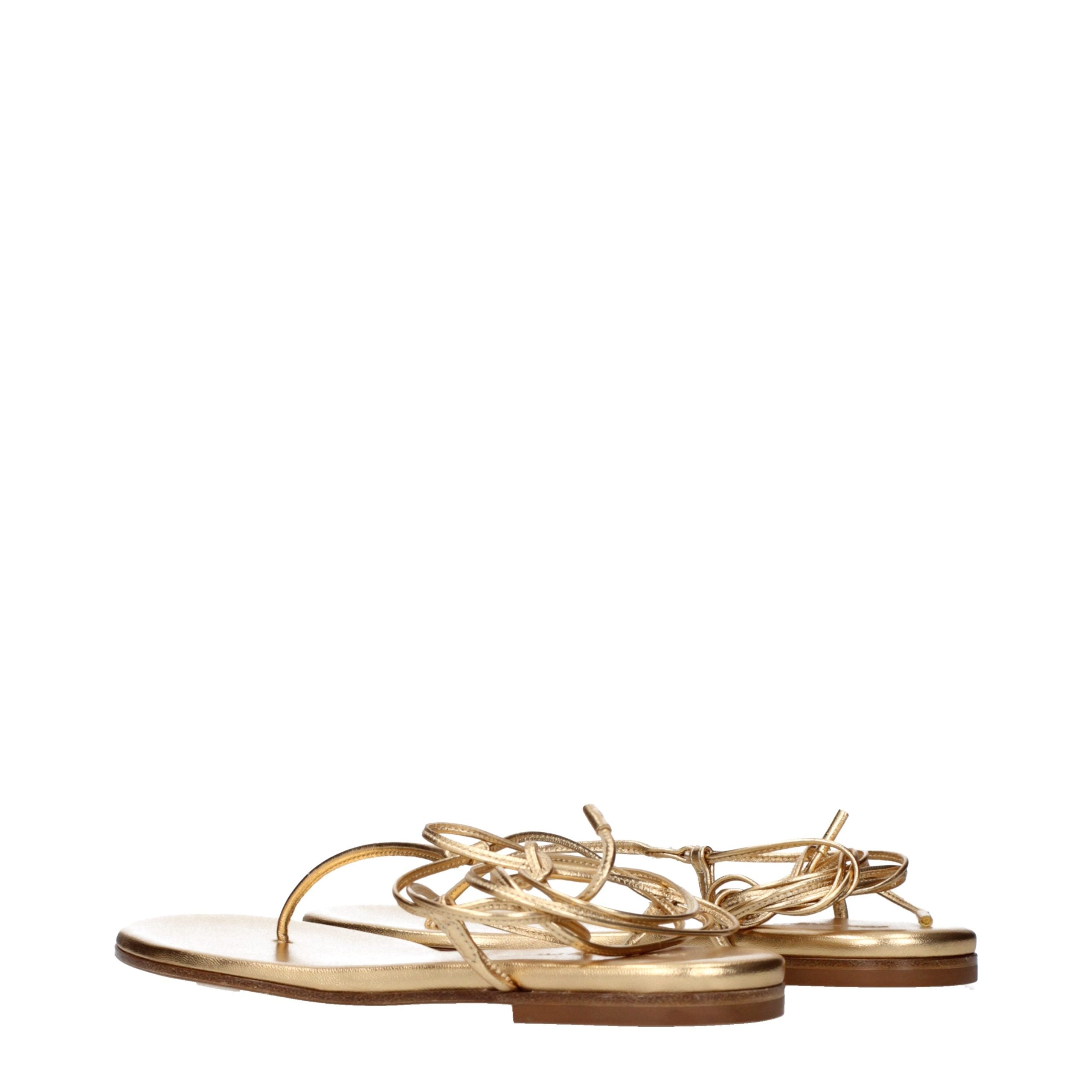 Gianvito Rossi Gold Leather Flip-Flop Sandals